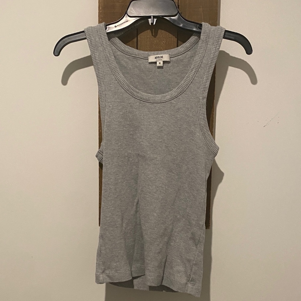 Agolde Light Gray Ribbed Tank Top